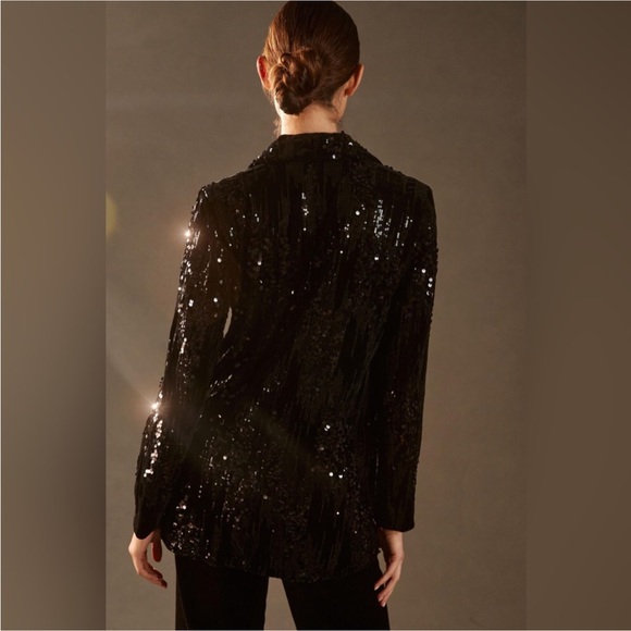 Anthropologie Black Sequin Blazer - Picture 3 of 16